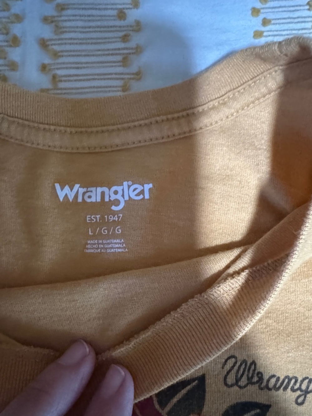 Wrangler Cream Tee with Navy and Pink Floral Bull Skull - Picture 3 of 3